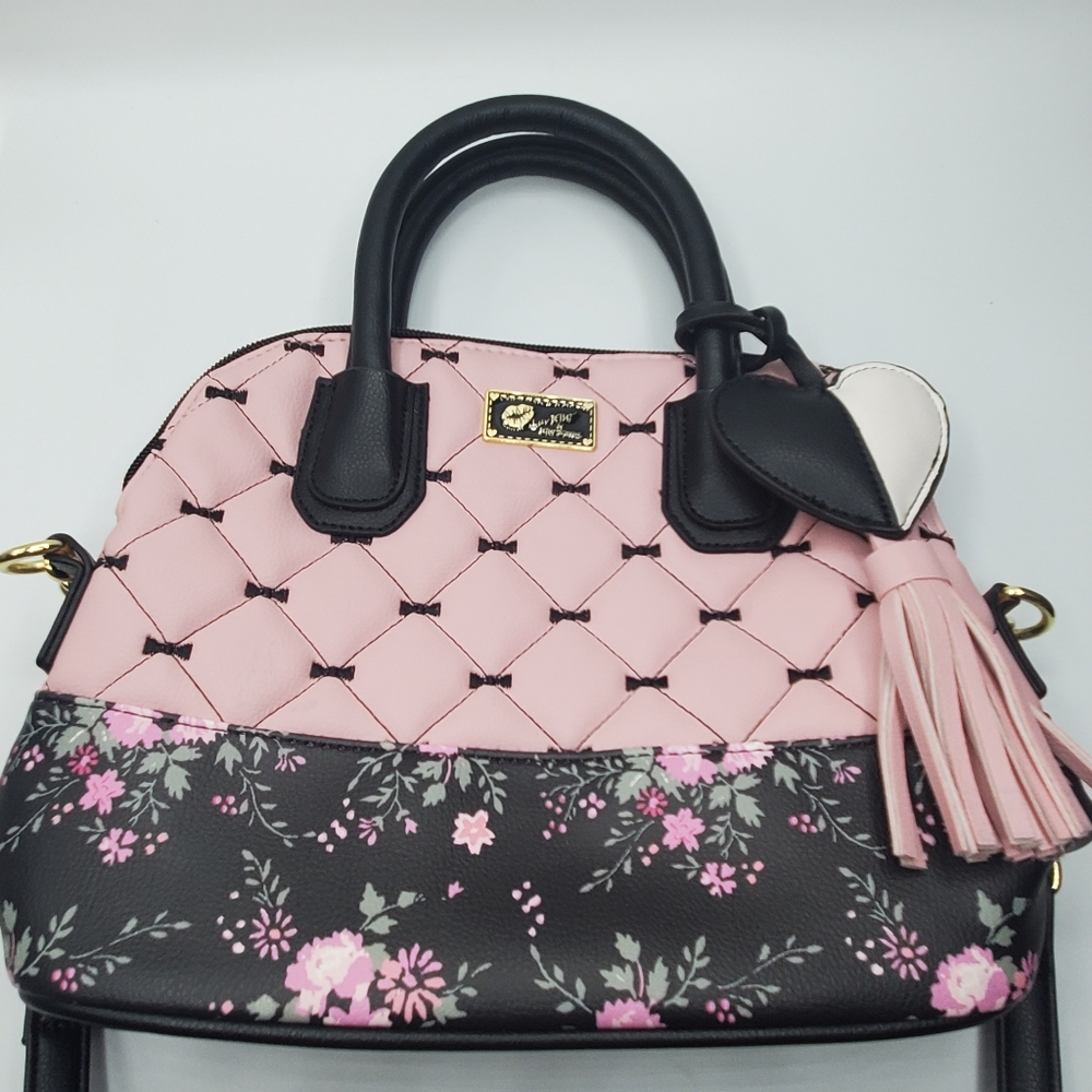 Betsey Johnson Pink and Black Floral Bag